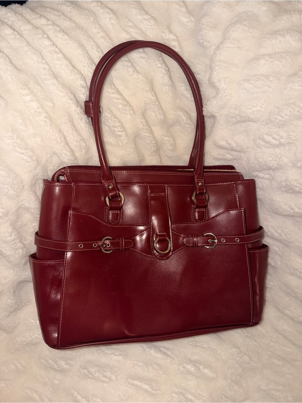 Classic Structured Tote Bag in Deep Burgundy